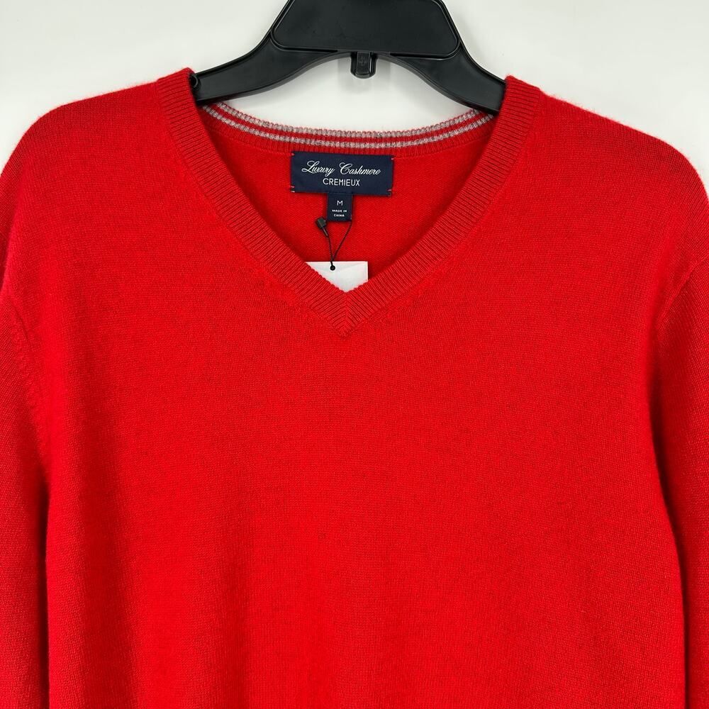 NWT Daniel Cremieux Cashmere Sweater Red Men’s M V Neck Luxury Knit Classic Soft